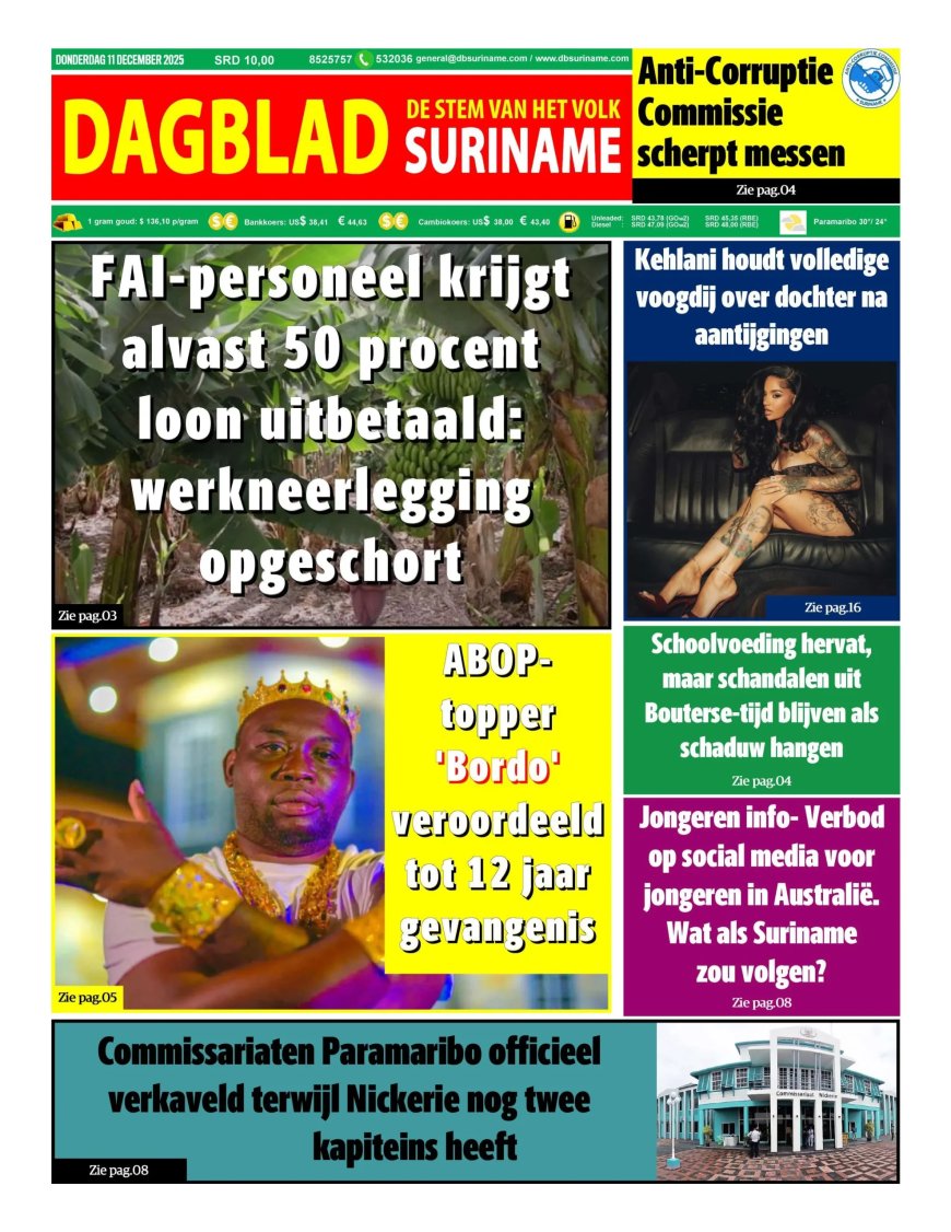 Dagblad Suriname, donderdag 11 december 2025