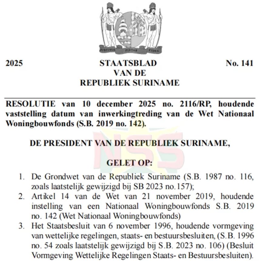 Regering zet eerste SRD 20 miljoen in Woningbouwfonds