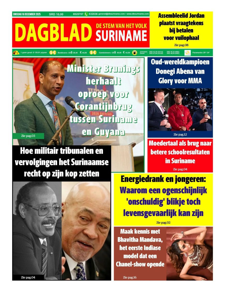 Dagblad Suriname, dinsdag 16 december 2025