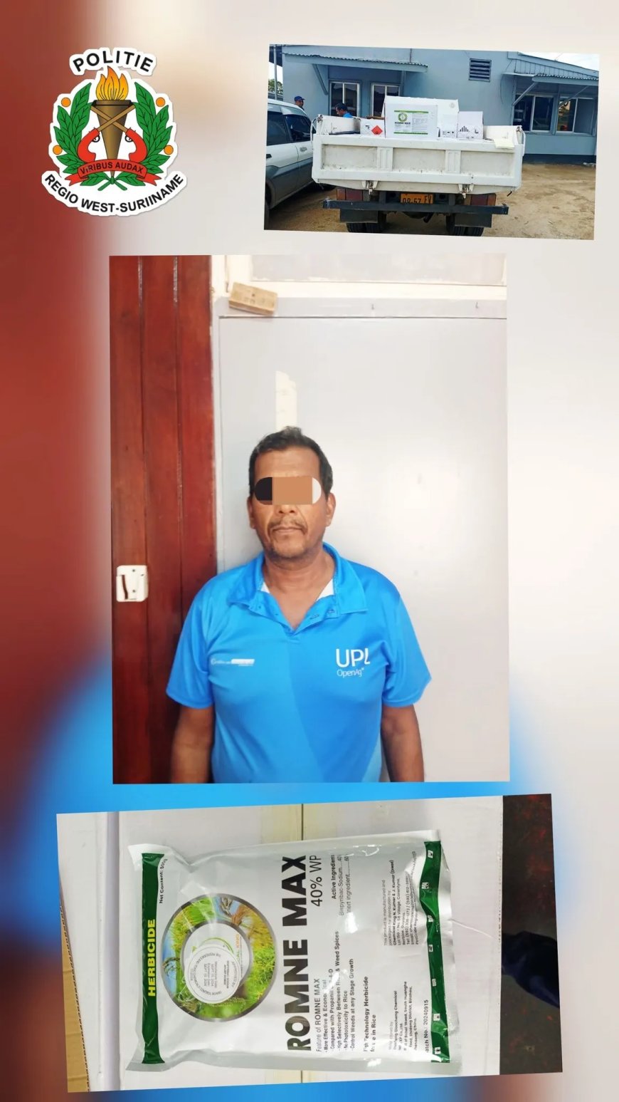 Politie Regio West treft 10 uit Guyana gesmokkelde dozen met chemicaliën aan in laadbak truck