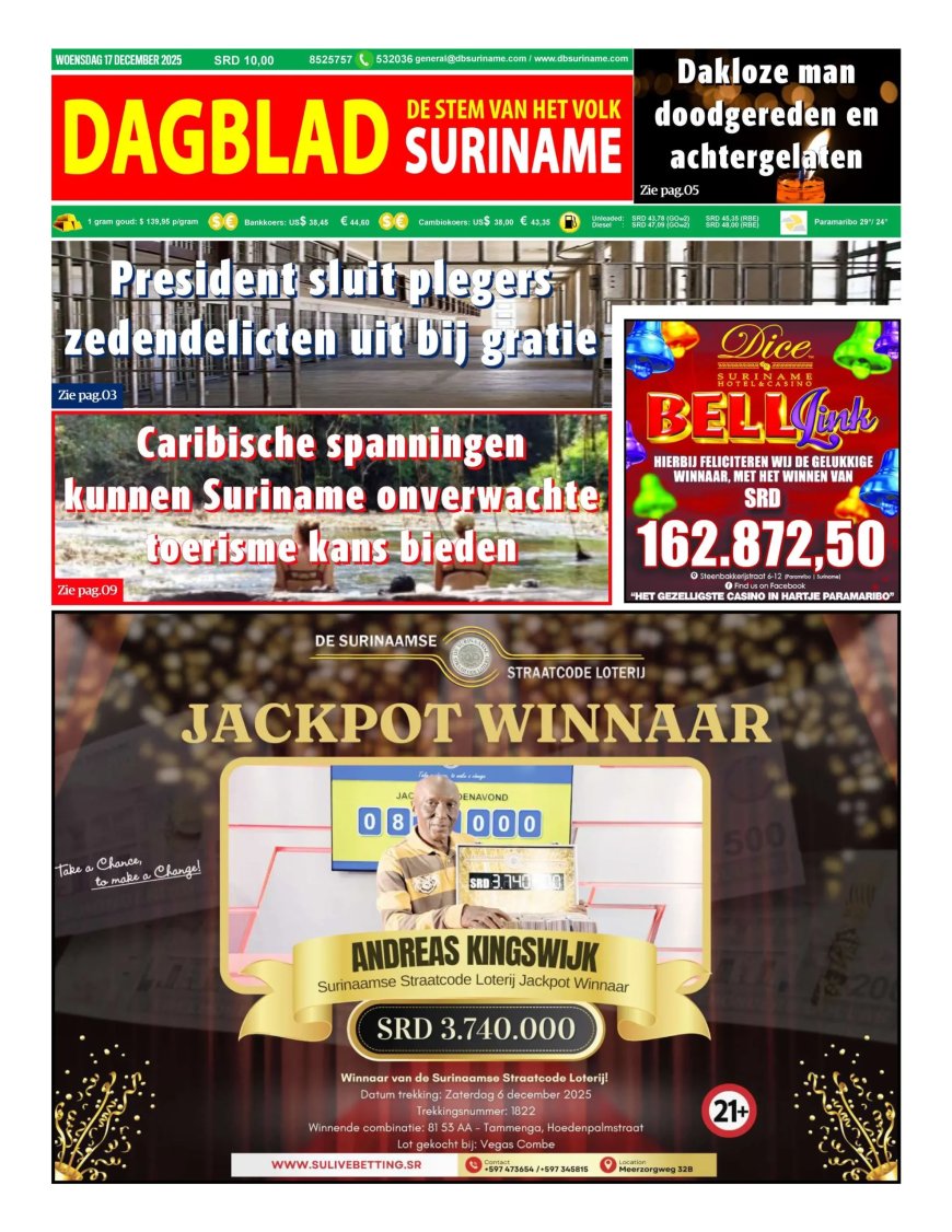 Dagblad Suriname, woensdag 17 december 2025