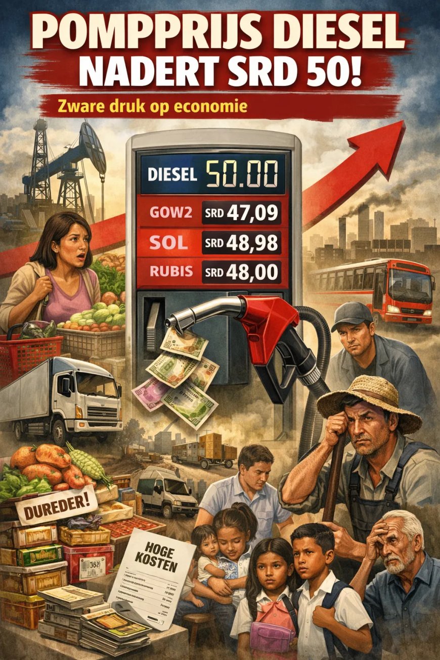 Pompprijs diesel nadert SRD 50: druk op economie en huishoudens neemt toe