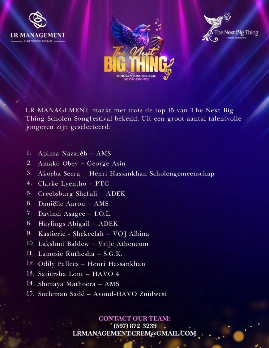 Stichting LR Management organiseert scholen songfestival