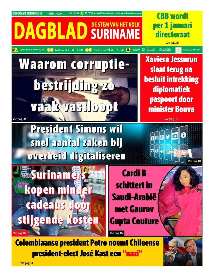 Dagblad Suriname, donderdag 18 december 2025