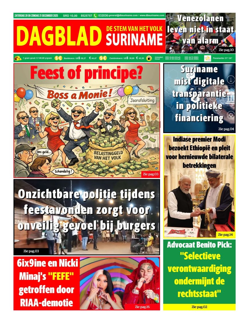 Dagblad Suriname, zaterdag 20 december 2025