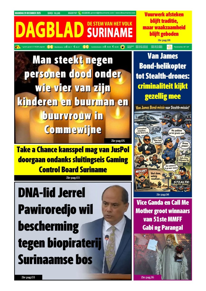 Dagblad Suriname, maandag 29 december 2025