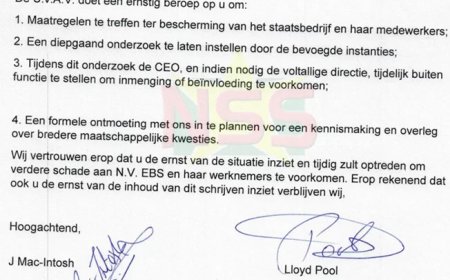 UvAV herhaalt zorgen bij president over ontwikkelingen bij NV EBS