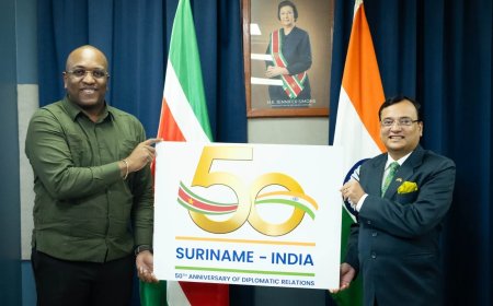 Gezamenlijk jubileumlogo markeert 50 jaar diplomatieke betrekkingen Suriname en India