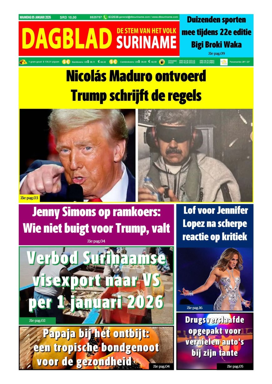 Dagblad Suriname, maandag 5 januari 2026