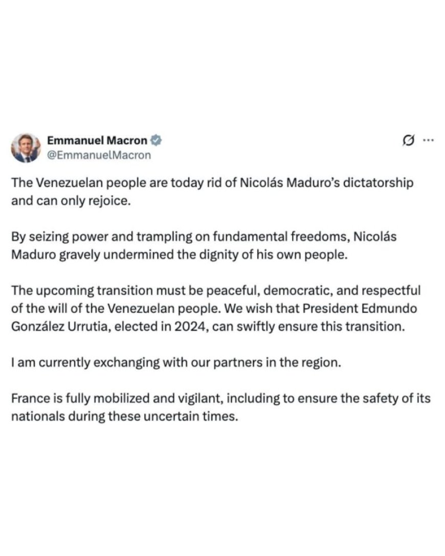 Macron verwelkomt einde Maduro-bewind