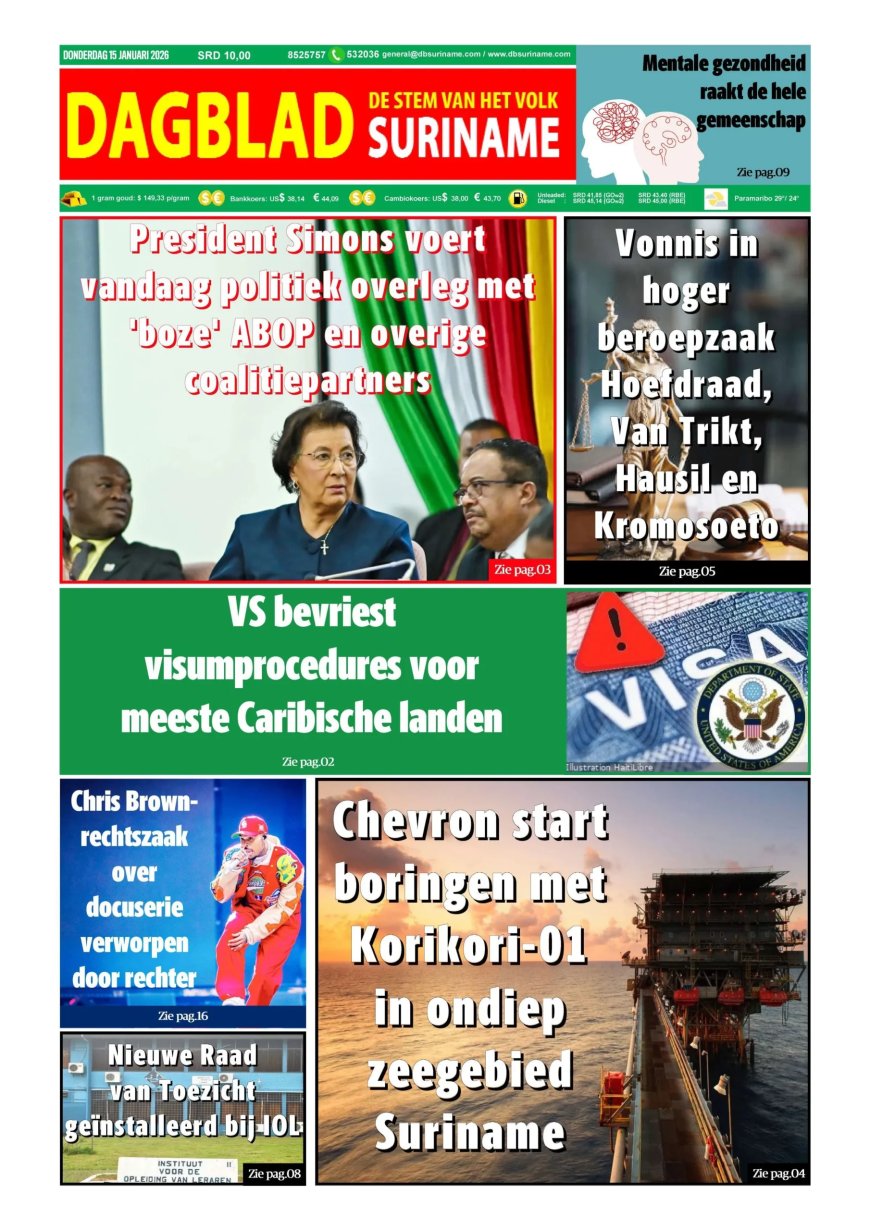 Dagblad Suriname, donderdag 15 januari 2026