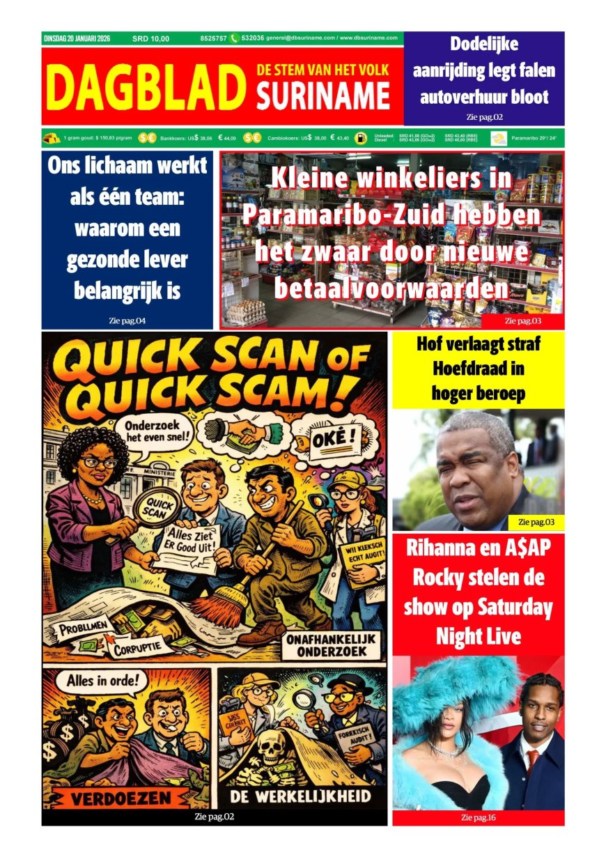 Dagblad Suriname, dinsdag 20 januari 2026