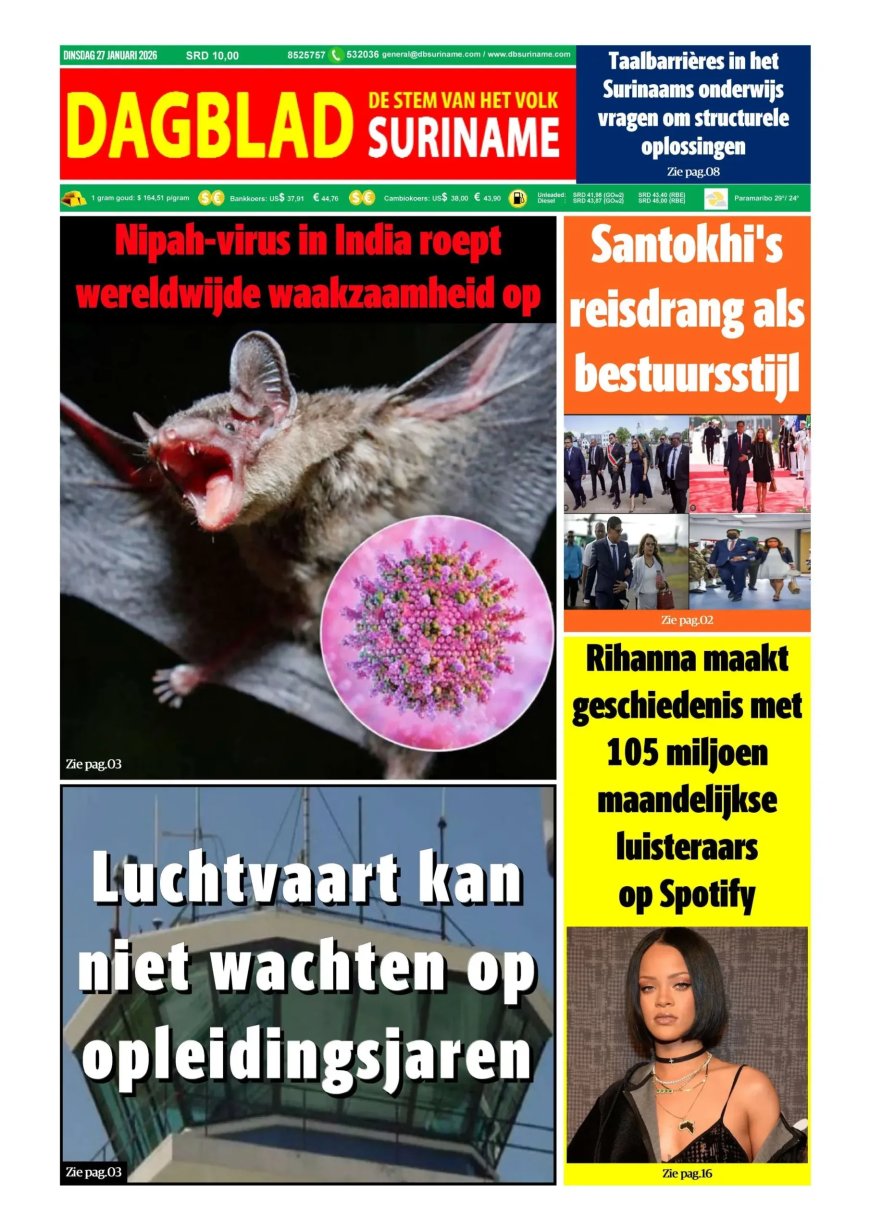 Dagblad Suriname, dinsdag 27 januari 2026