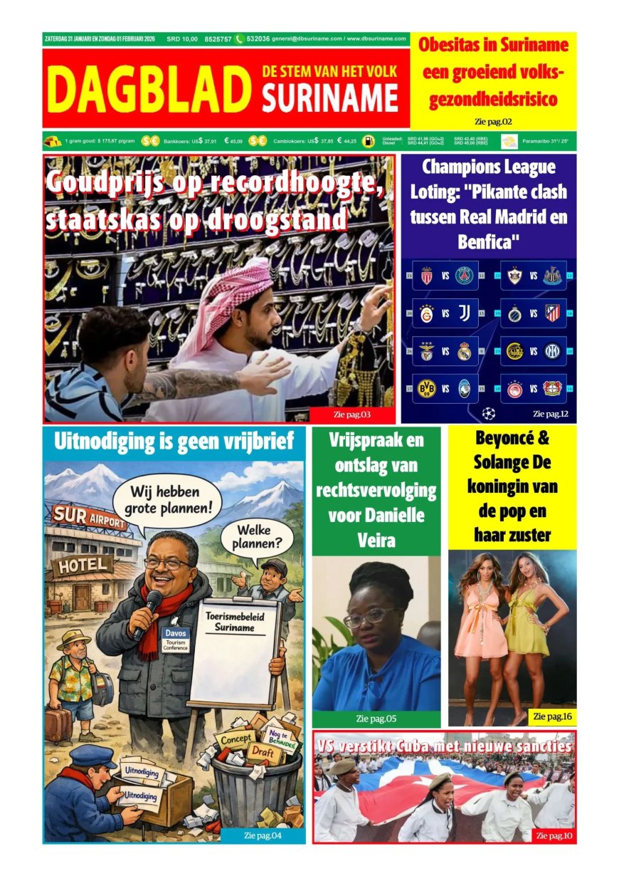 Dagblad Suriname, zaterdag 31 januari 2026