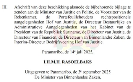 Loonreeksen rechters lopen op tot ruim SRD 600.000 per maand