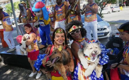 Honden paraderen tijdens carnaval in Rio; protest tegen dierenmishandeling