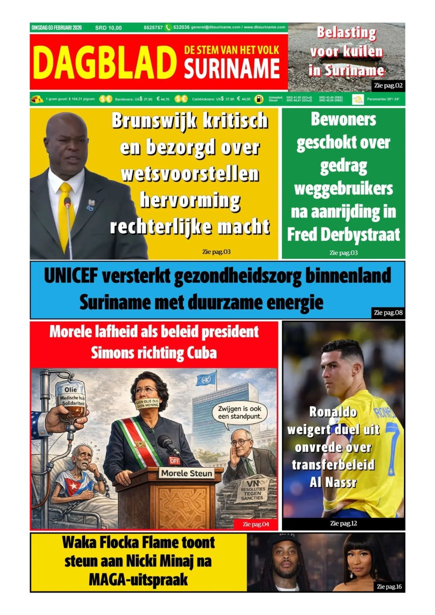 Dagblad Suriname, dinsdag 3 februari 2026