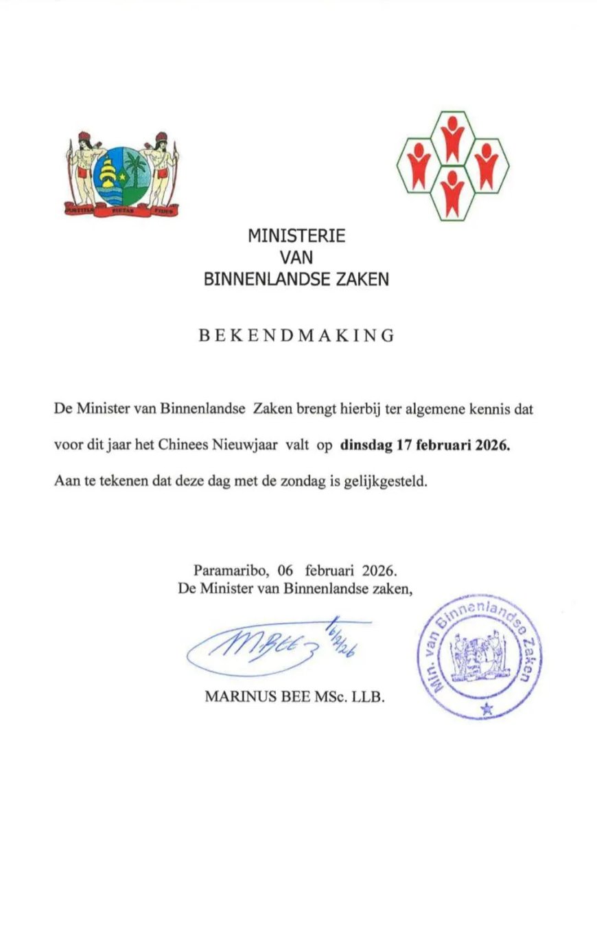 Chinees Nieuwjaar dinsdag 17 februari – Nationale vrije dag