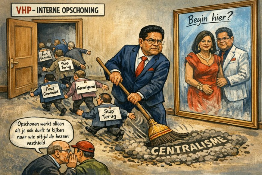 Opschonen VHP met de bezem in de hand en de spiegel op afstand