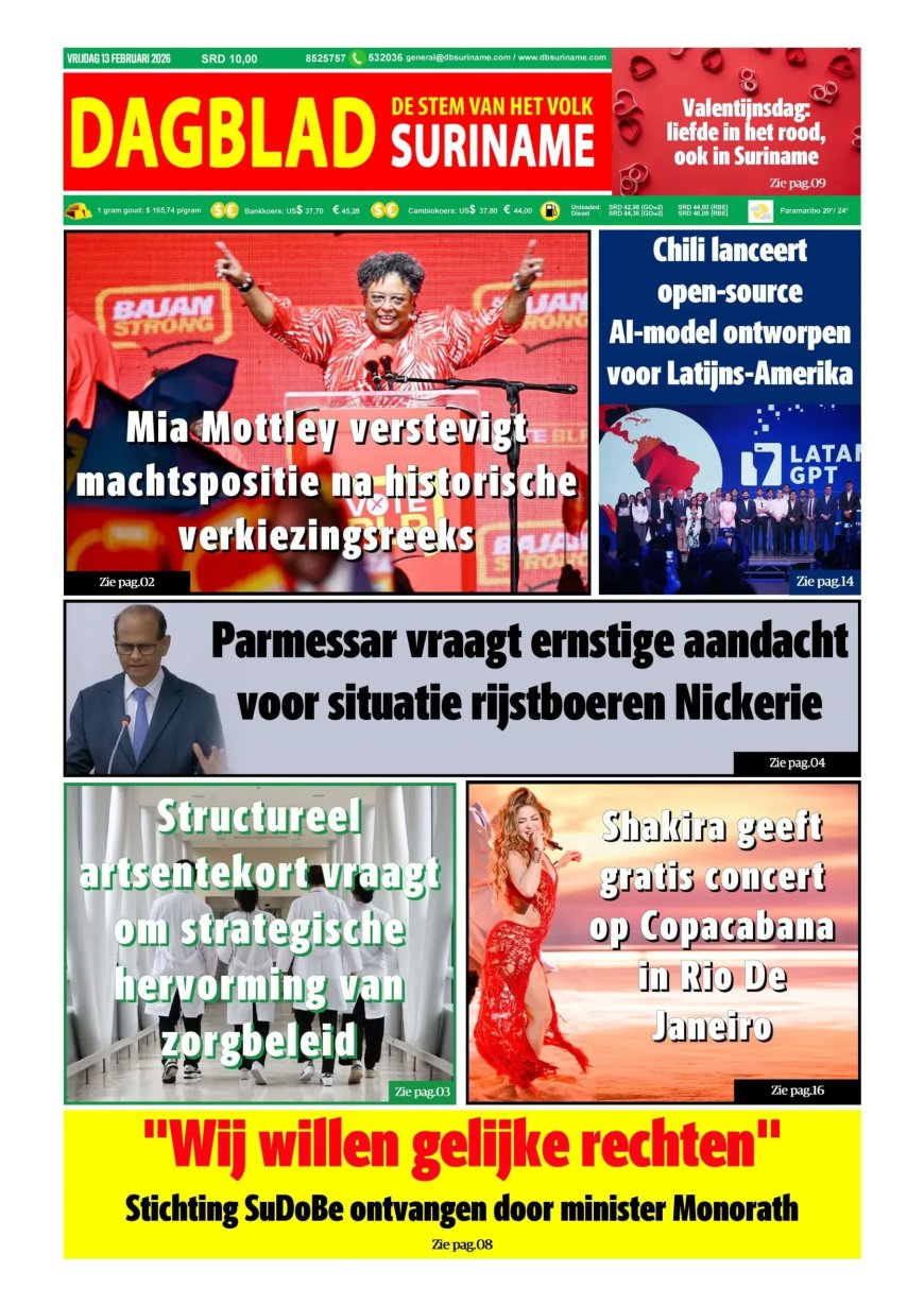 Dagblad Suriname, vrijdag 13 februari 2026
