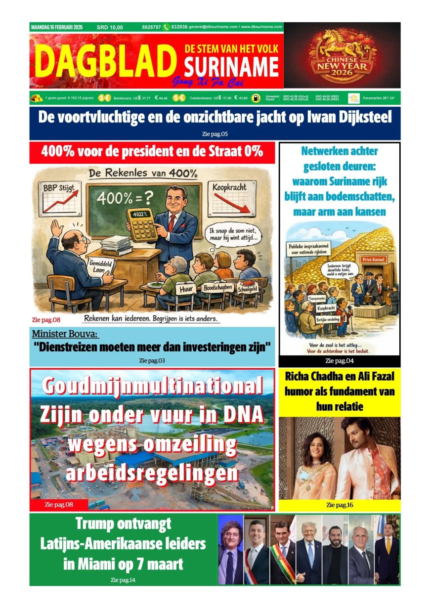Dagblad Suriname, maandag 16 februari 2026