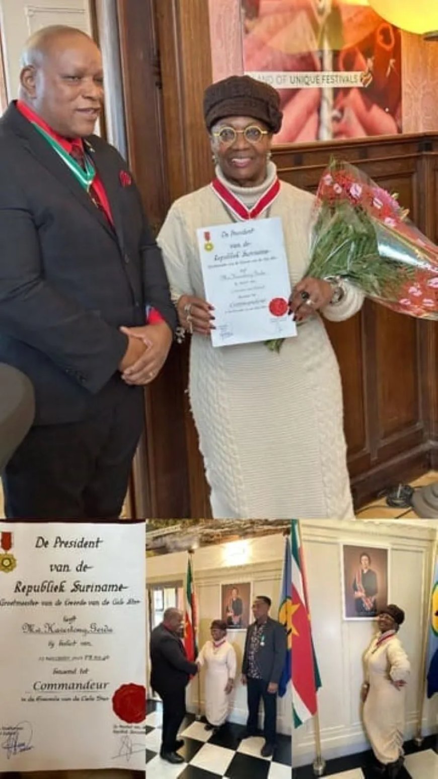 Gerda Havertong ontvangt hoogste Surinaamse onderscheiding