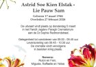 Overlijdingsbericht-Astrid Soe Kien Elstak- Lie Pauw Sam