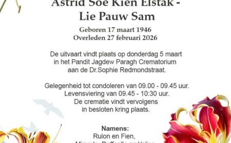 Overlijdingsbericht-Astrid Soe Kien Elstak- Lie Pauw Sam