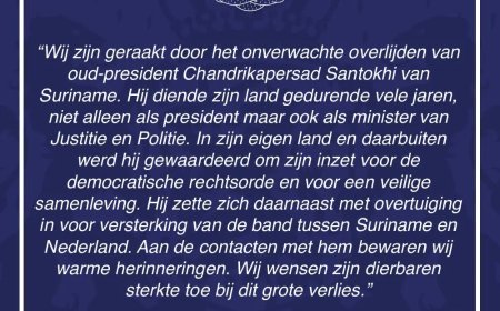 Nederlands koningspaar betuigt medeleven na overlijden Santokhi