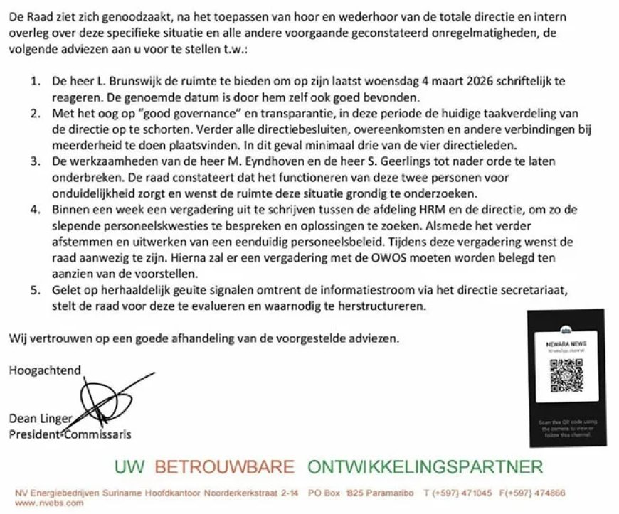 RvC EBS: Leo Brunswijk moet schriftelijk reageren na escalatie binnen directie