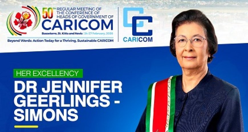 President Simons keert terug van 50ste CARICOM-Staatshoofdenvergadering