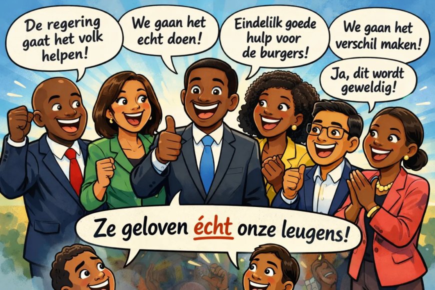 De belofte fabriek van de lachende politici