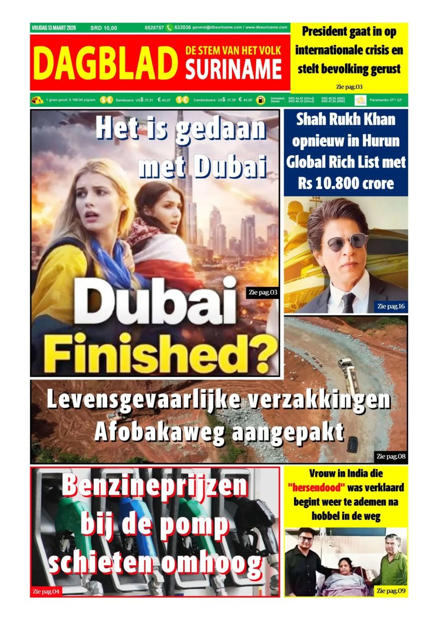 Dagblad Suriname, vrijdag 13 maart 2026