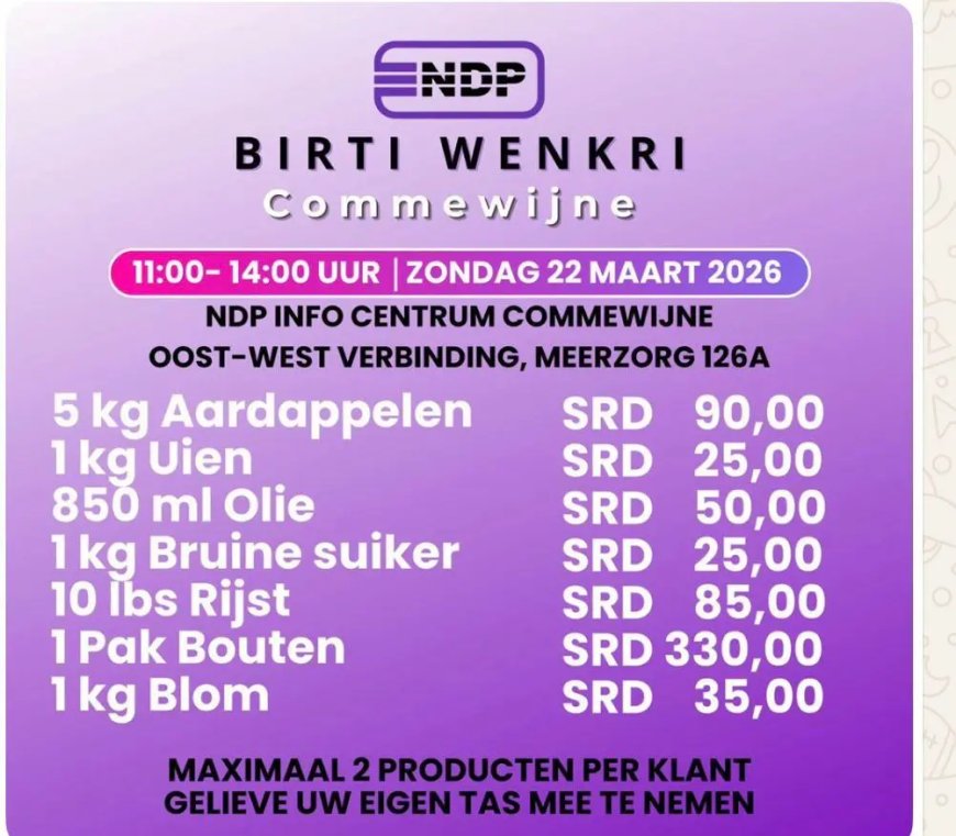 NDP start distributie goedkope basisproducten in Meerzorg