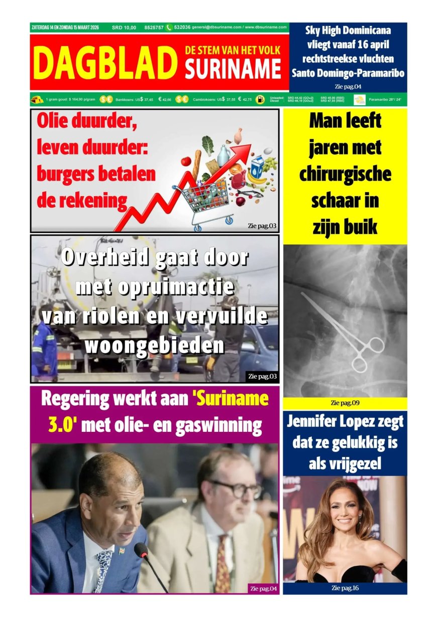 Dagblad Suriname, zaterdag 14 maart 2026