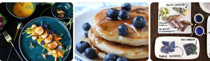 Man eet alleen voedsel in blauwe kleur