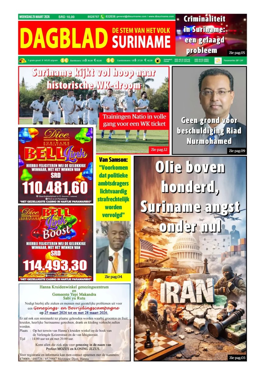 Dagblad Suriname, woensdag 25 maart 2026