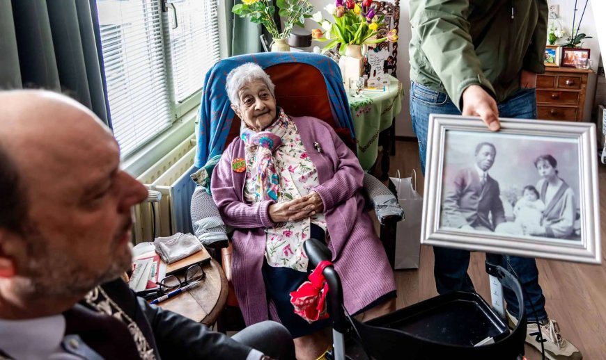 100-jarige Joosje Beer in Zwolle stond model voor Surinaams meisje op postzegel