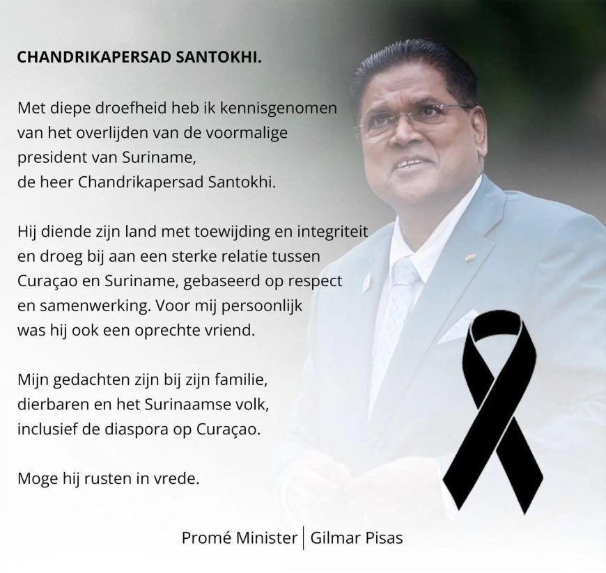 Premier Pisas van Curaçao herdenkt Santokhi als bruggenbouwer