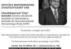 Suriname neemt vandaag afscheid van oud-president Chan Santokhi