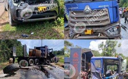 Zware aanrijding op Afobakaweg: vrachtwagenchauffeur ernstig gewond