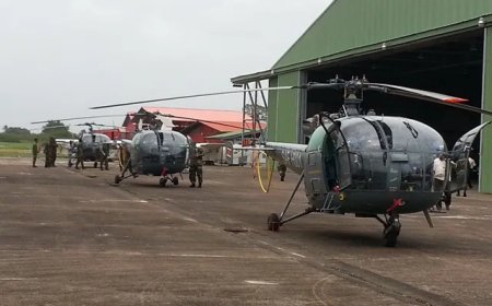 Legerhelikopters Suriname gesignaleerd in de lucht