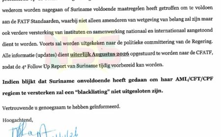 NAMLAC waarschuwt regering: risico op blacklisting Suriname bij onvoldoende voortgang
