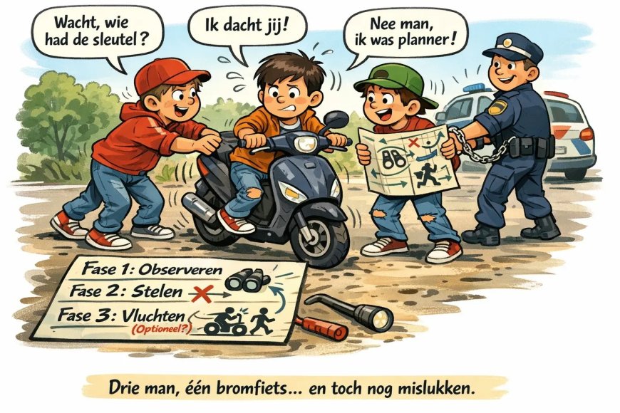 Drie dieven, één bromfiets