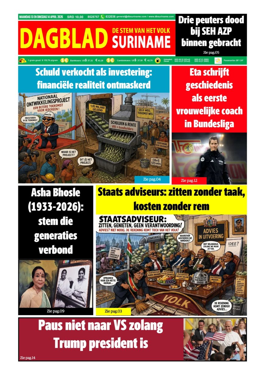 Dagblad Suriname, maandag 13 april 2026
