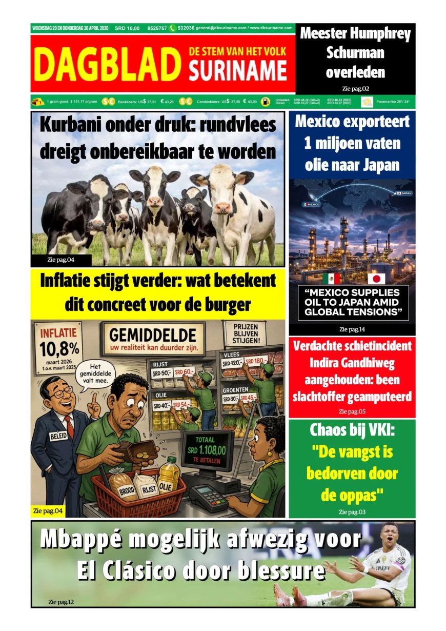 Dagblad Suriname, woensdag 29 april 2026