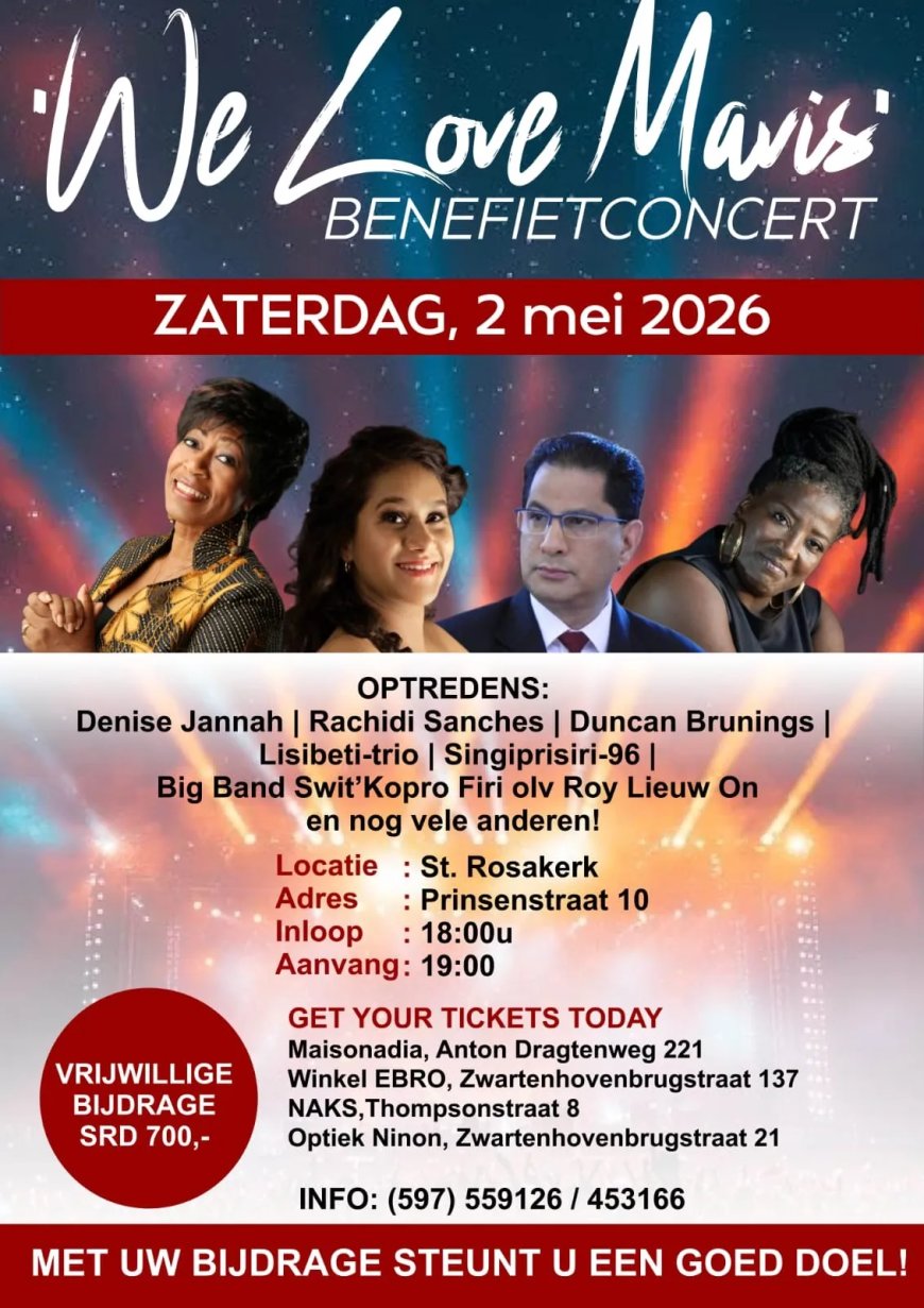 Benefietconcert ‘We Love Mavis’ op 2 mei in Rosa Kerk