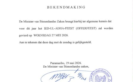 BiZa: woensdag 27 mei nationale vrije dag – Ied-ul-Adha