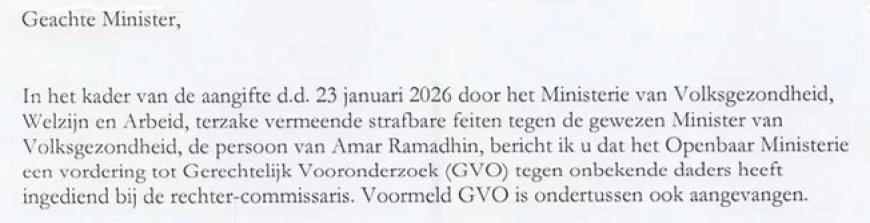 GVO tegen daders na strafklacht tegen ex-minister Ramadhin om verdwenen goederen