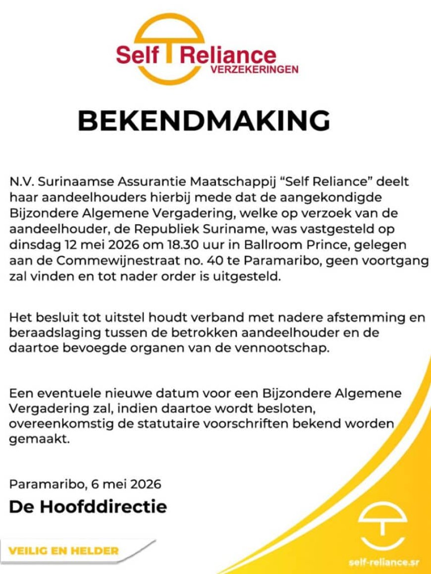 Bekendmaking: Self Reliance
